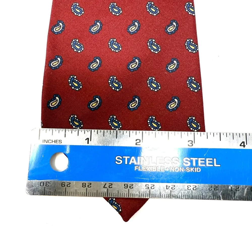 The Squire Mens Shop 100% Silk Paisley‎ Tie Burgundy Blue Yellow Handmade Italy